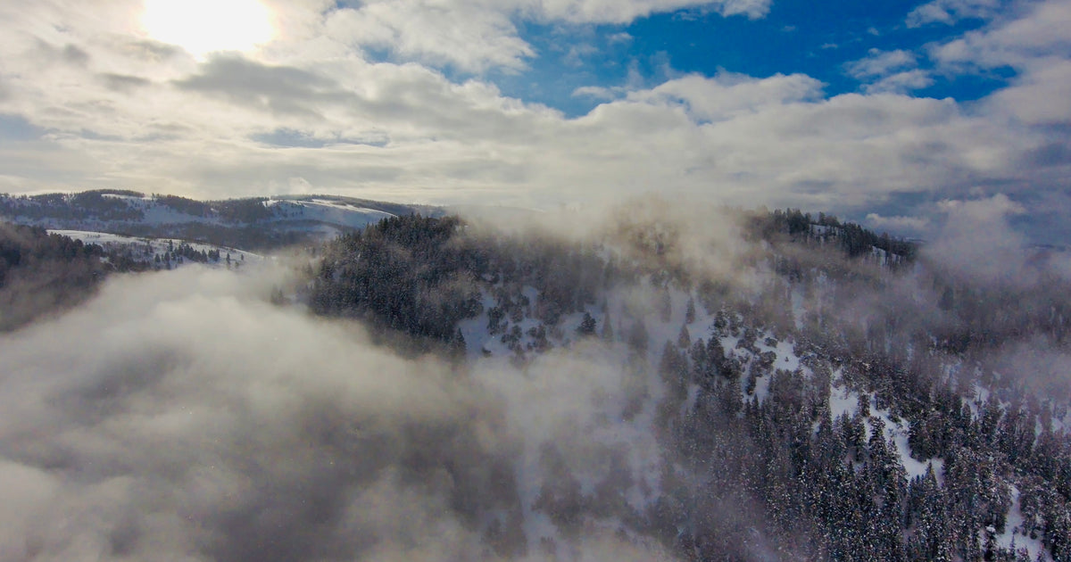 Drone shot of the Moose Springs Ranch mountain from the east
