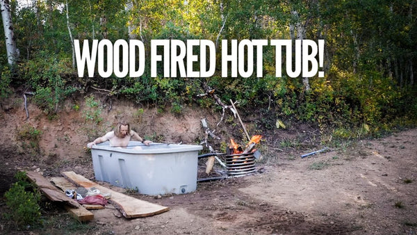 Wood-fired hot tub at the cabin